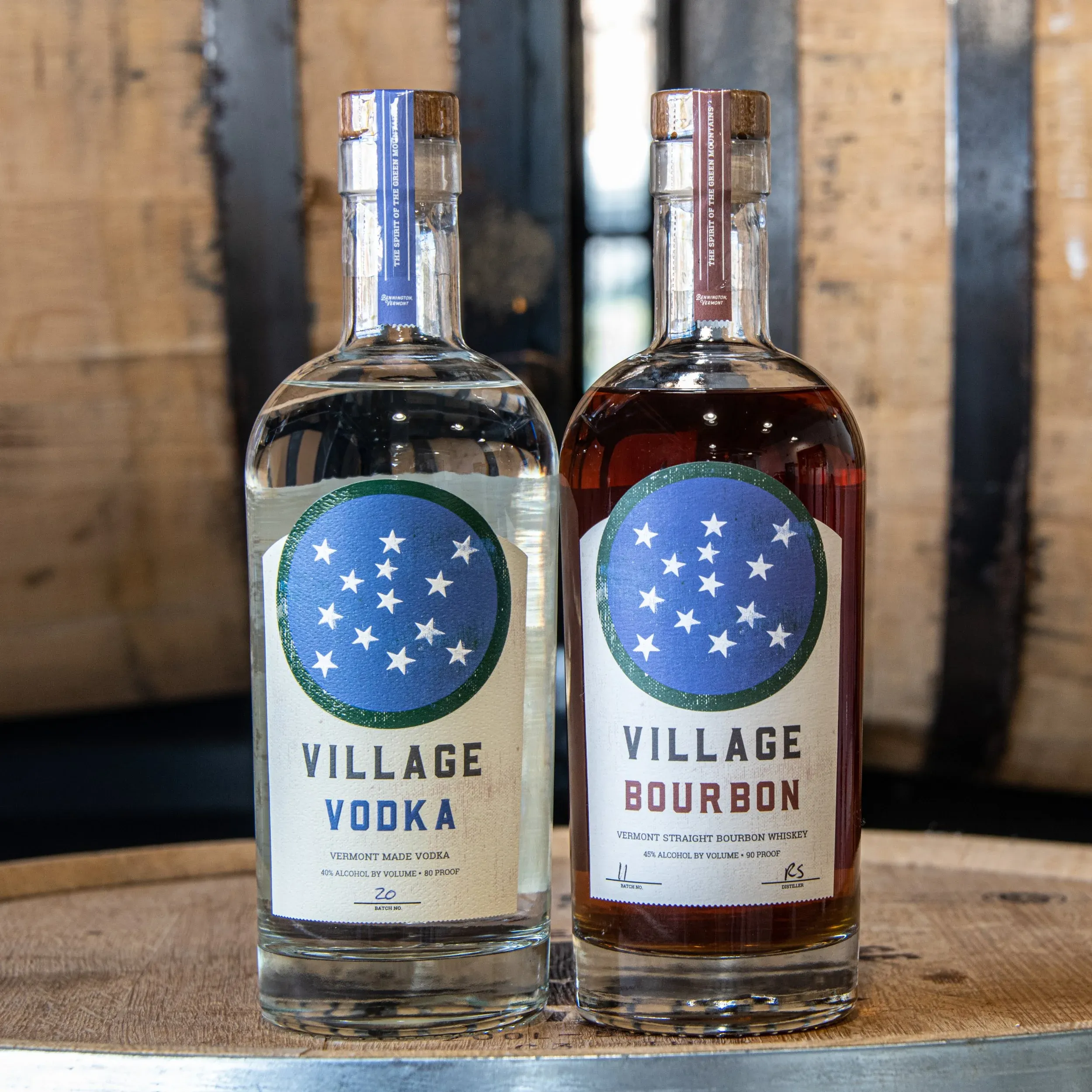 Village Bundle gift set — bottles of Village Vodka and Village Bourbon side by side
